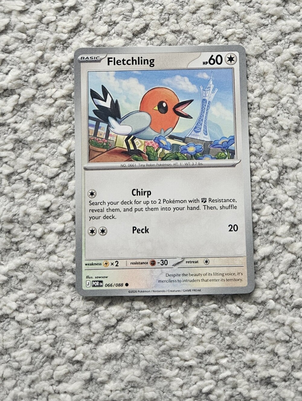 POKEMON TCG Card Fletchling Perfect Order 066/088